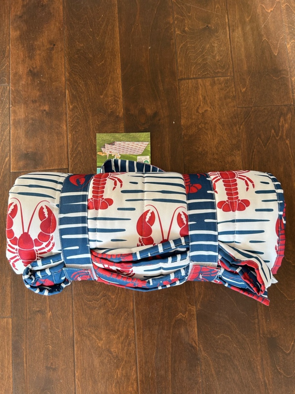 Martha Stewart Coastal Picnic Blanket Reversible Outdoor Blue Red Lobster 60x70"